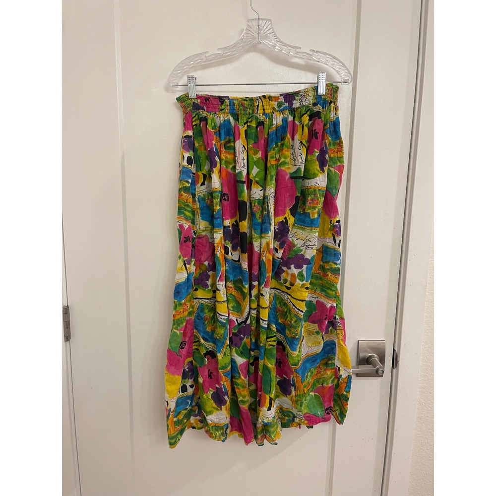 Vintage Gauzy Cotton Maxi Skirt Travel Floral 80s 90s Grandmacore‎